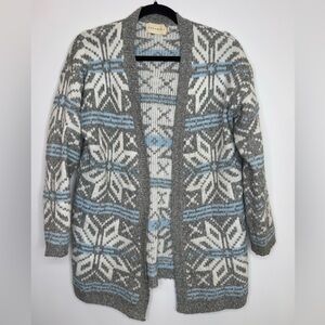 Dreamers Gray Blue Cardigan Sweater Nordic Pattern size S / M